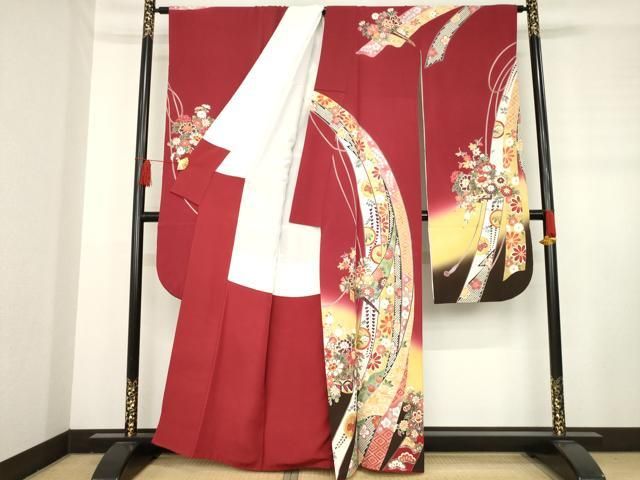 平和屋着物●豪華振袖 蔓帯吉祥花文 暈し染め 金彩 正絹 ck