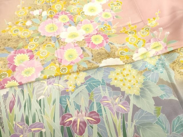  平和屋着物 豪華振袖 友禅 草花文 暈し染め 金彩 ロング丈 正絹 ck 振袖 着物