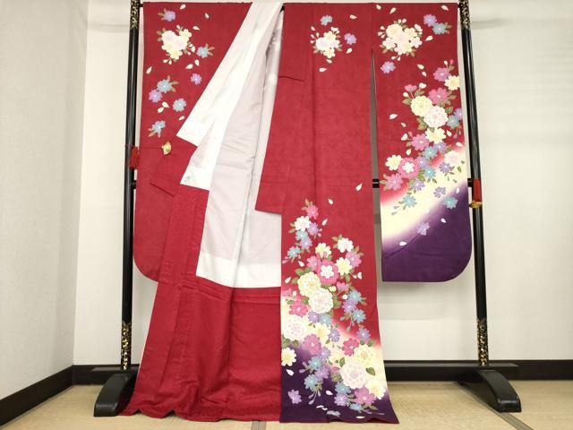 平和屋着物 豪華振袖 舞花文 暈し染め 金彩 ロング丈 正絹 ck