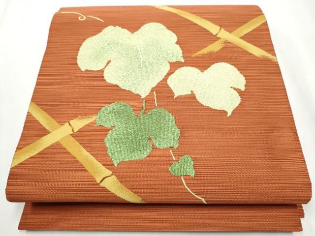 平和屋着物○爪掻き本綴れ つけ帯 濃紫鳶色 正絹 逸品 DAAZ0238ps 平和