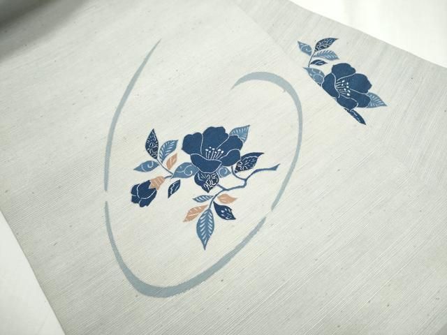 平和屋着物●九寸名古屋帯 ぜんまい紬 型染め 枝花文 正絹 hy