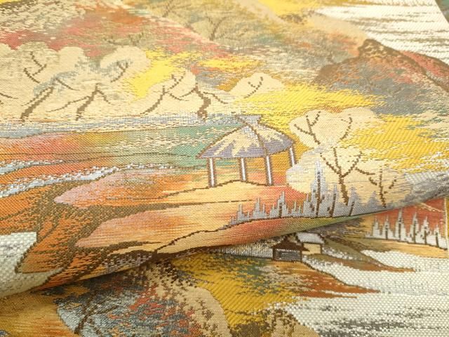 遠山風景文 金銀糸