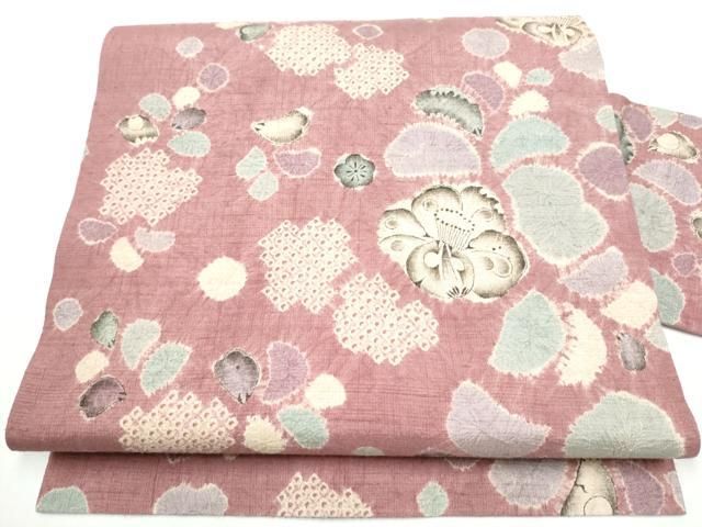 平和屋着物 九寸名古屋帯 紬地 絞り 辻が花 正絹 hy