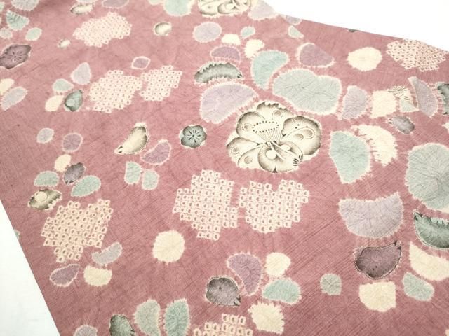 平和屋着物●九寸名古屋帯 紬地 絞り 辻が花 正絹 hy