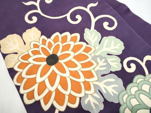 平和屋着物●アンティーク 大正ロマン 九寸名古屋帯 菊唐草文 金彩 正絹 hy