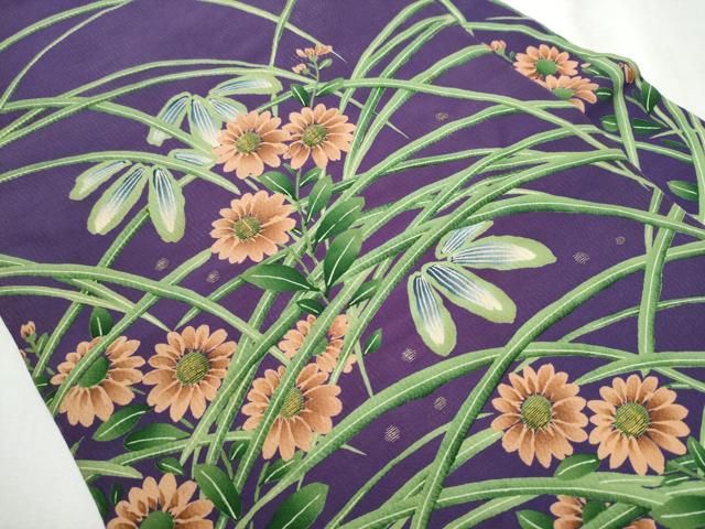 平和屋着物 アンティーク 大正ロマン 九寸名古屋帯 草花文 金糸 正絹 hy