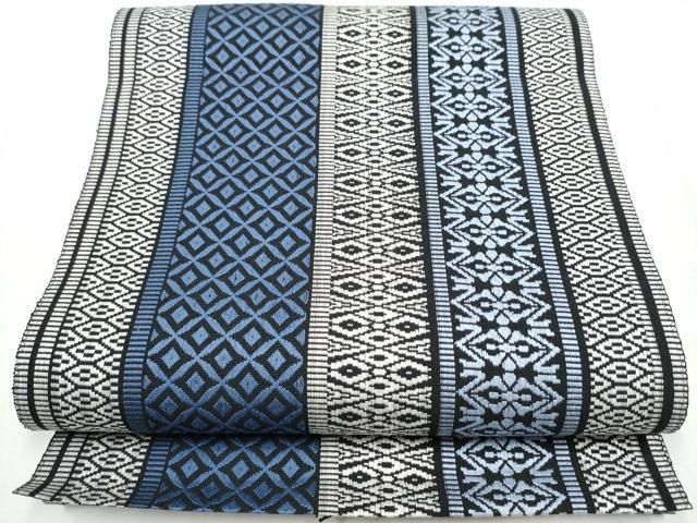 平和屋着物●八寸名古屋帯 吉祥間道 献上 黒地 正絹 hy