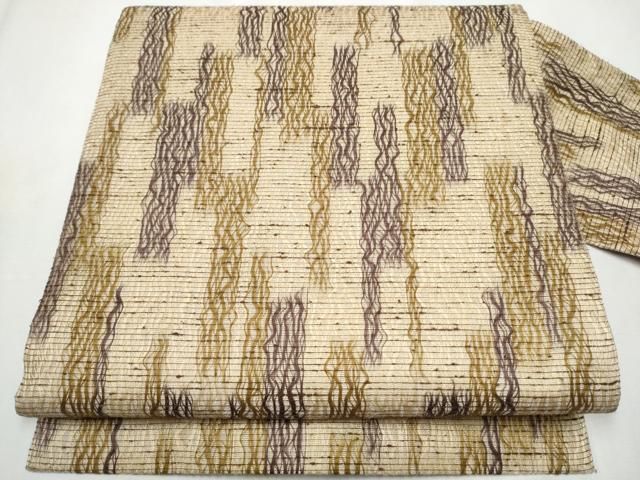 平和屋着物 スリーシーズン 春夏秋 全通柄 九寸名古屋帯 櫛織 霞文 正絹 hy