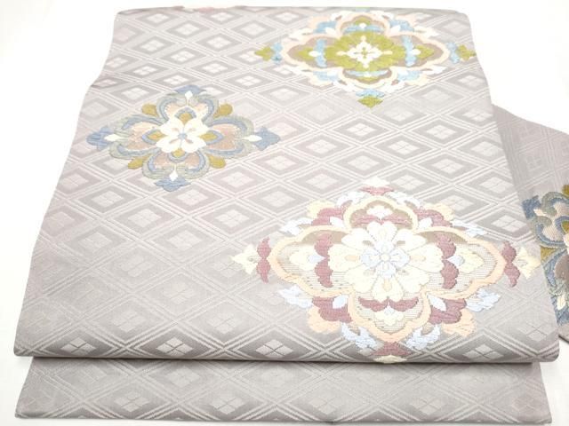 平和屋着物●九寸名古屋帯 唐織 正倉院花文 金糸 正絹 hy