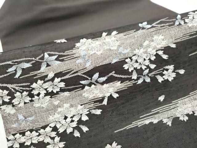 平和屋着物○九寸名古屋帯 すくい織 舞桜文 正絹 逸品 CABA5094hy
