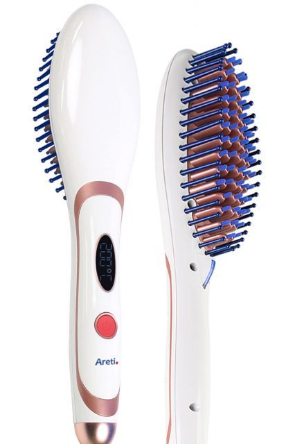 Areti アレティ ヘアアイロン ストレート ヒートブラシ ブラシ型 マイナスイオン セラミック コーティング i 1661 ストレートアイロン