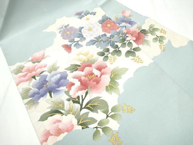 平和屋着物●爪掻き本綴れ 八寸名古屋帯 雲取り草花文 金銀糸 正絹 hy