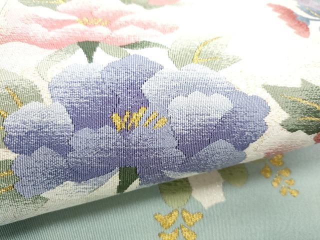 平和屋着物○爪掻き本綴れ 八寸名古屋帯 雲取り草花文 金銀糸 正絹