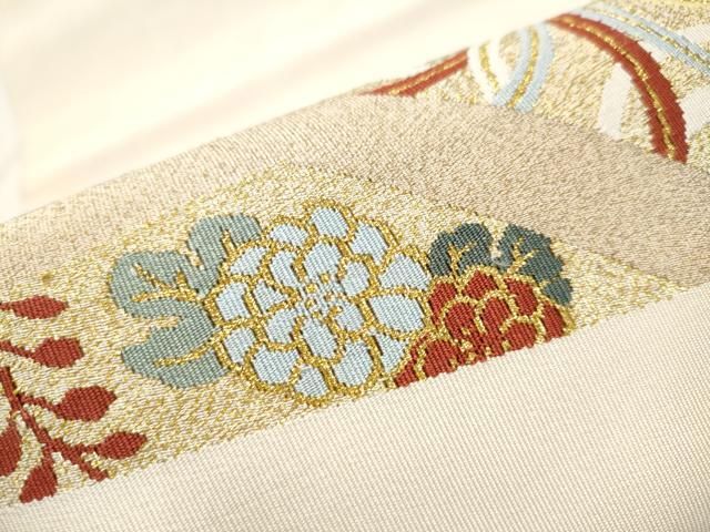 平和屋着物○爪掻き本綴れ 八寸名古屋帯 地紙鳳凰花文 金糸 正絹 逸品