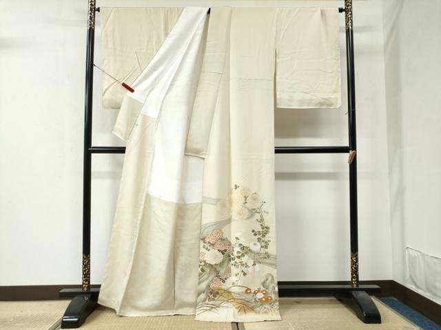 平和屋着物●豪華色留袖 駒刺繍 流水菊枝垂れ花文 暈し染め 金彩 正絹 yc