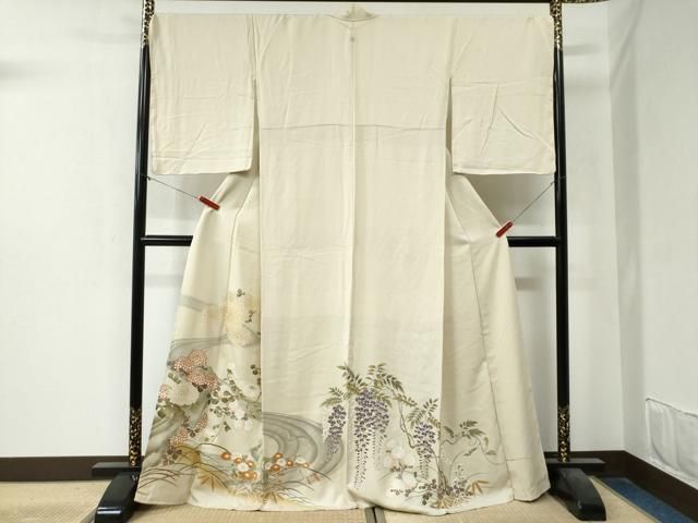 平和屋着物●豪華色留袖 駒刺繍 流水菊枝垂れ花文 暈し染め 金彩 正絹 yc