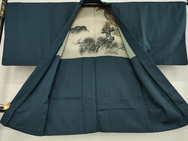 平和屋着物●男性　お召　アンサンブル　亀甲文　正絹　逸品　AABD6692ck 平和屋着物○男性 お召 アンサンブル 亀甲文 正絹 逸品 AABD6692ck