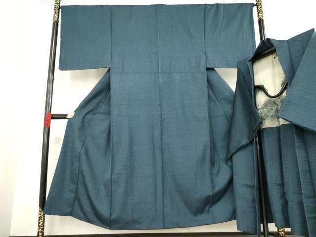 平和屋着物○男性 お召 アンサンブル 亀甲文 正絹 逸品 AABD6692ck