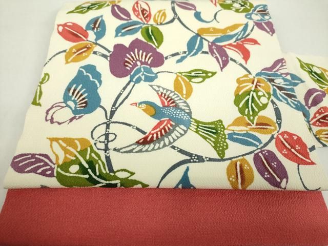 ス*ノ様 名古屋帯 正絹 型染め 縮緬 可愛い鳥 九寸U-8577 ス*ノ様 名古屋帯 正絹 型染め 縮緬 可愛い鳥 九寸U-8577 ス*ノ様