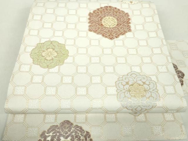 平和屋着物 西陣 にんな織物謹製 九寸名古屋帯 正倉院花文 金糸 証紙付き 正絹 ps