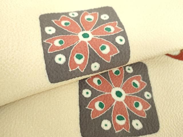  平和屋着物 九寸名古屋帯 刺繍 花丸文 鬼しぼ縮緬 金彩 正絹 ps 名古屋帯 帯