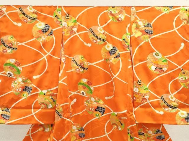 平和屋着物 お宮参り 女の子 祝着 産着 初着 のしめ 鈴吉祥花文 金彩 ze