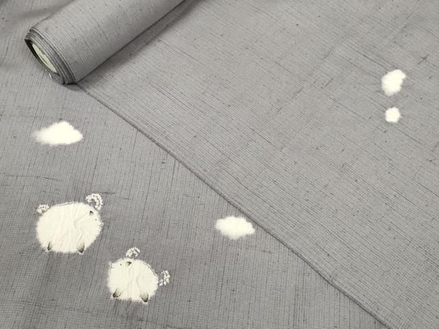 平和屋着物○十日町 名門青柳謹製 赤城紬 付下げ 解き反物 着尺 絞り