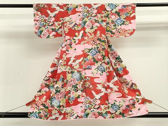 平和屋着物 お宮参り 女の子 祝着 産着 初着 のしめ 飛鶴花車文 ze