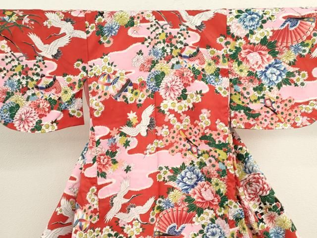 平和屋着物 お宮参り 女の子 祝着 産着 初着 のしめ 飛鶴花車文 ze