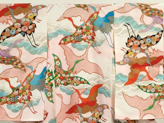 平和屋着物 お宮参り 女の子 祝着 産着 初着 のしめ 流水飛鶴吉祥花文 金彩 ze