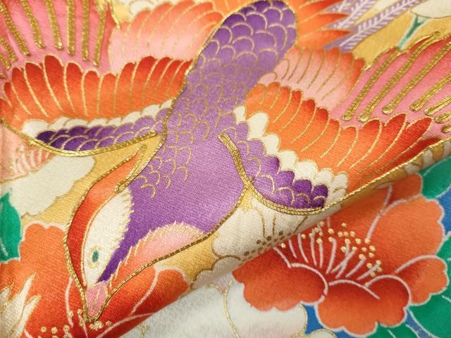 鳳凰花鳥文 暈し染め