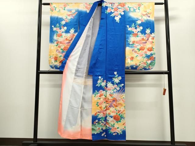 平和屋着物∵女の子 十三参り 子供 祝着 駒刺繍 鳳凰花鳥文 暈し染め 金彩 ze