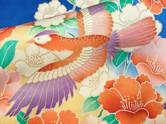  平和屋着物∵女の子 十三参り 子供 祝着 駒刺繍 鳳凰花鳥文 暈し染め 金彩 ze 着物 着物ドレス 着物 浴衣 和小物