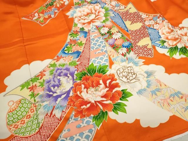  平和屋着物 お宮参り 女の子 祝着 産着 初着 のしめ 駒刺繍 束ね熨斗鈴草花文 金彩 ze 着物 着物ドレス 着物 浴衣 和小物