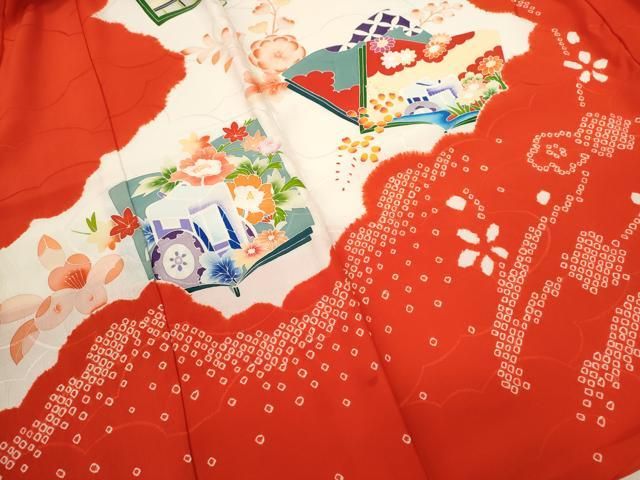  平和屋着物 お宮参り 女の子 祝着 産着 初着 のしめ 絞り 冊子御所車草花文 ze 着物 着物ドレス 着物 浴衣 和小物