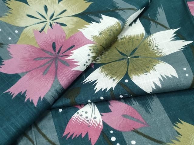 平和屋着物∴夏物 浴衣 結び紐花尽くし 綿 ng