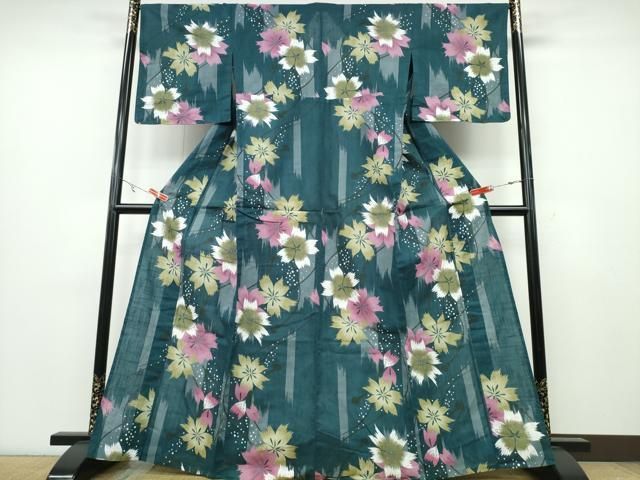 平和屋着物∴夏物 浴衣 結び紐花尽くし 綿 ♥ ng