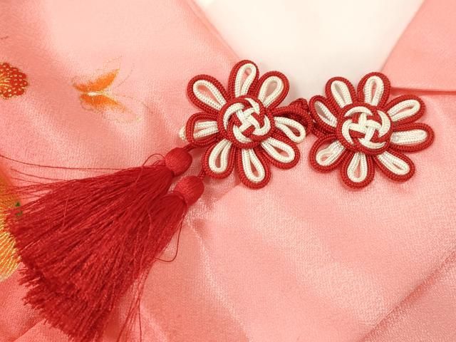 平和屋着物 七五三 女の子 ３歳 祝着 被布 鞠 舞蝶文 暈し染め 金彩 洗える着物 ze