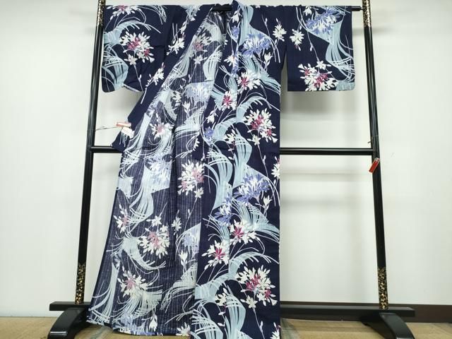 平和屋着物∴夏物 松田聖子 SEIKOMATSUDA 浴衣 草花尽くし 金彩 綿