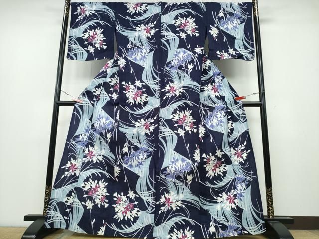 平和屋着物∴夏物 松田聖子 浴衣 草花尽くし 金彩 綿 ng