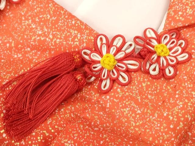 平和屋着物 七五三 女の子 ３歳 祝着 被布 雪輪舞蝶草花文 金彩 洗える着物 ze