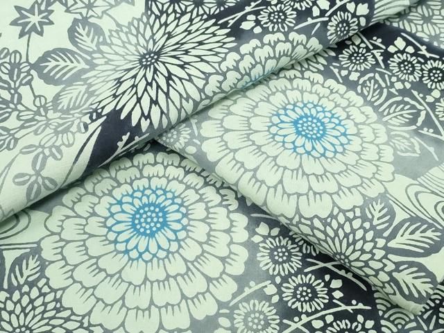 平和屋着物∴夏物 浴衣 型染め 地紙菊花文 綿 ng