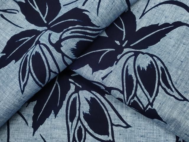 平和屋着物∴夏物 浴衣 型染め 草木文 綿 ng