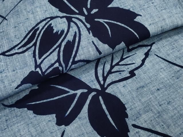  平和屋着物∴夏物 浴衣 型染め 草木文 綿 ♥ ng 浴衣単品 浴衣