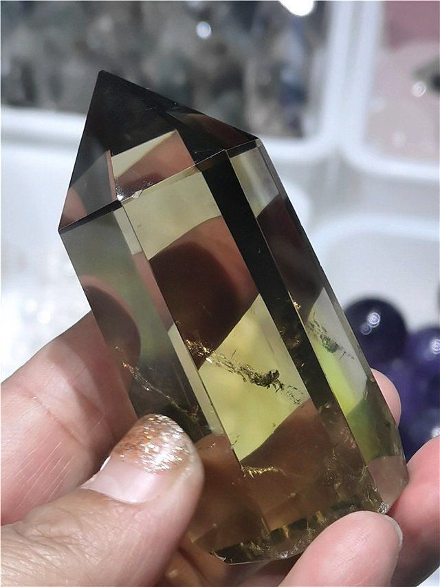 AAA級【金運UP】☆天然レインボーシトリン六角柱B1129/F399/115D ストア