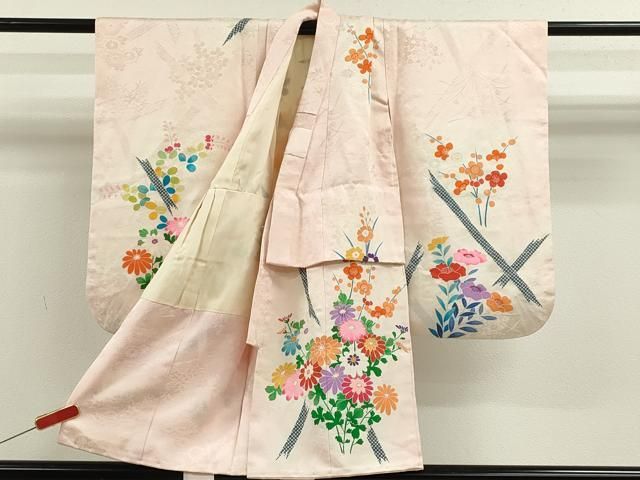 平和屋着物 七五三 女の子 ３歳 祝着 三つ身 草花文 暈し染め ze