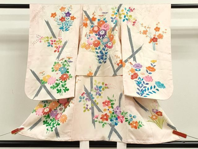 平和屋着物 七五三 女の子 ３歳 祝着 三つ身 草花文 暈し染め ze