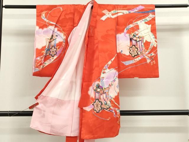  平和屋着物 お宮参り 女の子 祝着 産着 初着 のしめ 駒刺繍 雲取り御所車文 暈し染め 金銀彩 ze 着物 着物ドレス 着物 浴衣 和小物