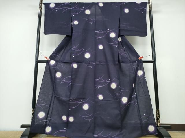 平和屋着物∴夏物 浴衣 ホタル 蛍 露芝文 綿 ng