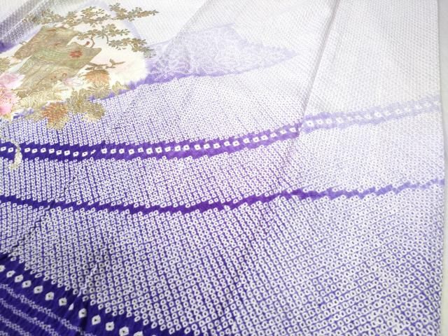  平和屋着物 豪華振袖 総刺繍 駒刺繍 扇面御所車牡丹花文 暈し染め 金銀彩 やまと誂製 正絹 yc 振袖 着物